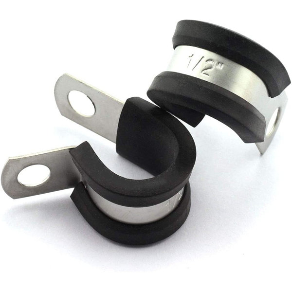 MELODY 6Pcs 1/2 Inch Rubber Cushioned Cable Clamp 304 Stainless Steel Buffer And Insulated Hose